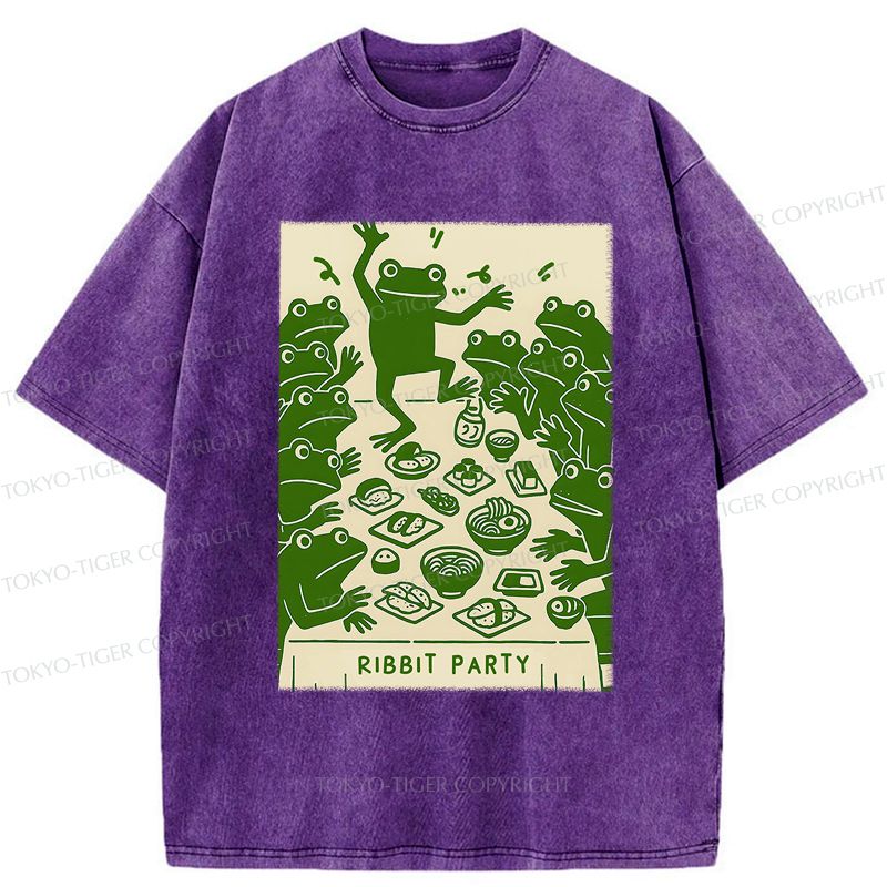 Kyoto-Lion Ribbit Party Washed T-Shirt