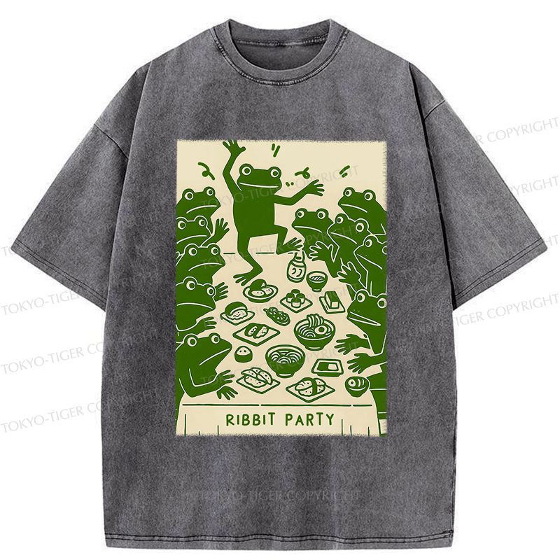 Kyoto-Lion Ribbit Party Washed T-Shirt