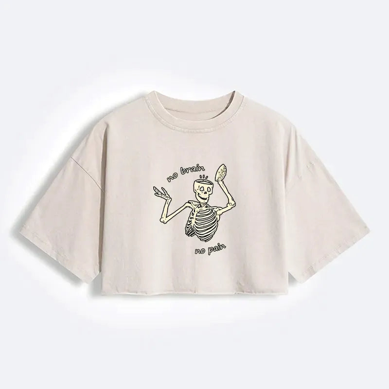 Japanese Vintage Washed Crop T-Shirt for Summer