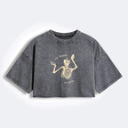 Japanese Vintage Washed Crop T-Shirt for Summer