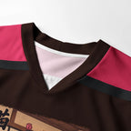 Kyoto-Lion Ukiyo-e Black Cat Rose Long-Sleeve Hockey Jersey