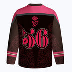 Kyoto-Lion Ukiyo-e Black Cat Rose Long-Sleeve Hockey Jersey