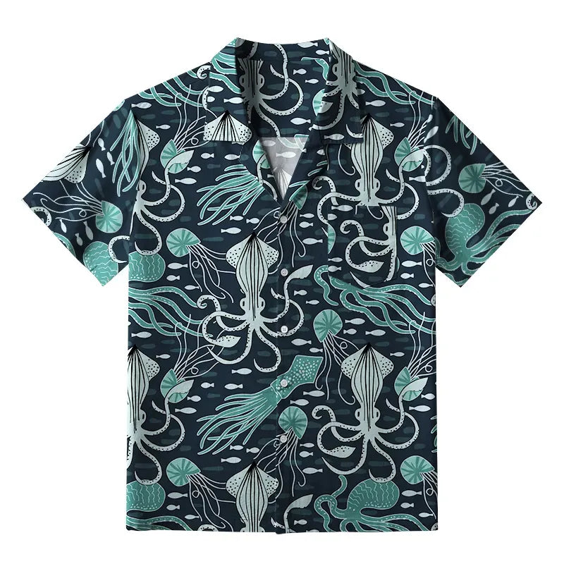 Kyoto-Lion Deep Sea Squid Aloha Hawaiian Shirt