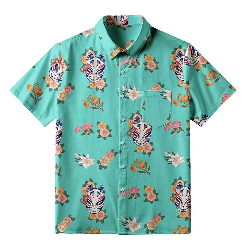 Kyoto Lion Floral Shirt for Festival