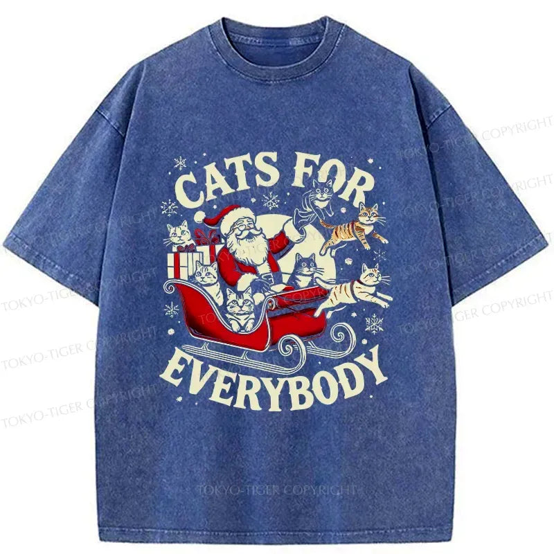 Kyoto-Lion Santa Cat Lover Washed T-Shirt