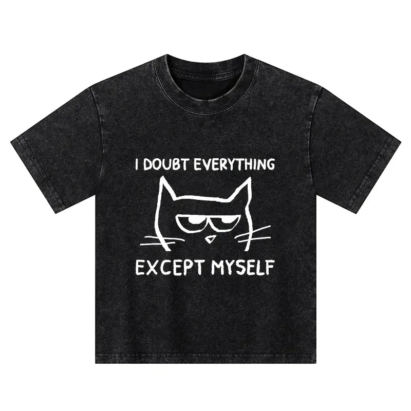 Kyoto-Lion Confident Kitten Kids Washed T-Shirt