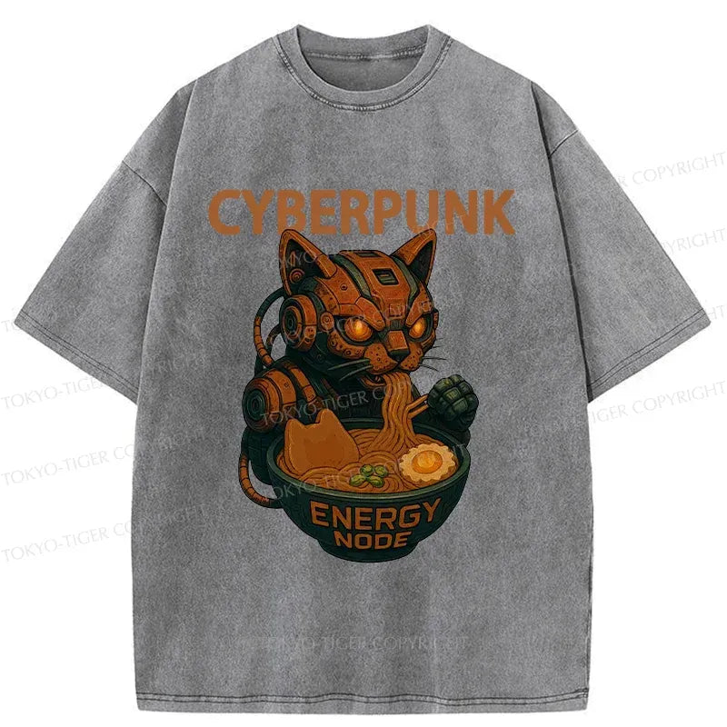 japanese cat eating ramen retro t-shirt