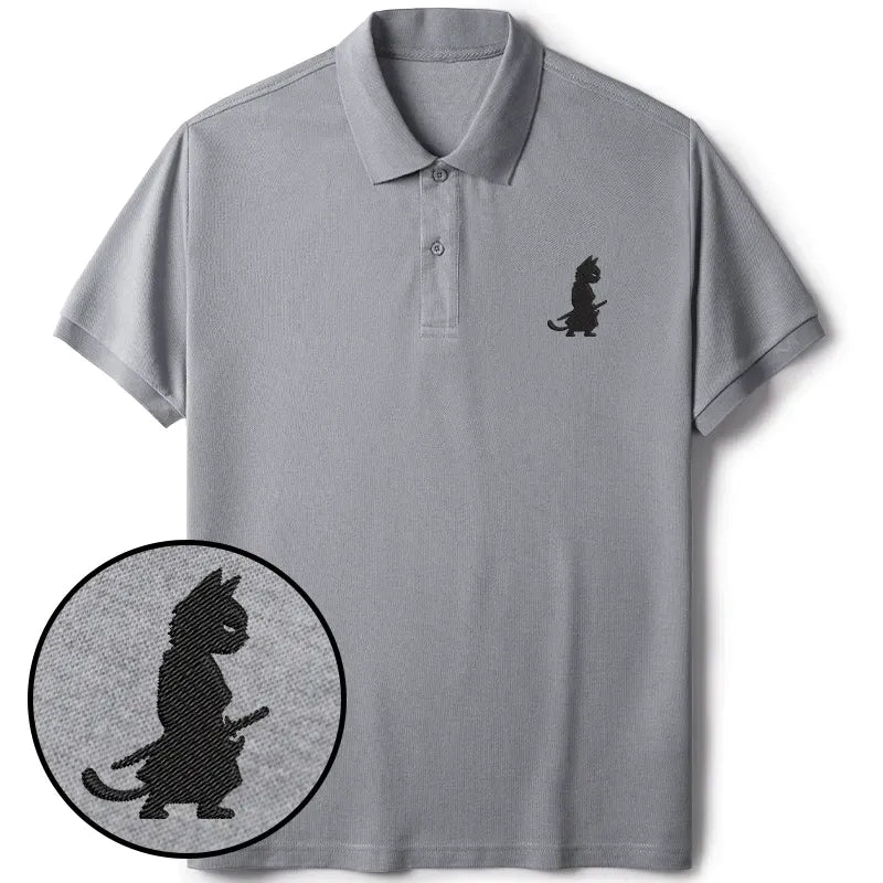 Vintage Japanese Cat Embroidered Polo Trending
