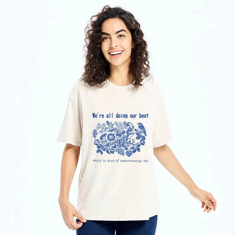 Kyoto-Lion Doing Our Best Funny Bird Washed T-Shirt