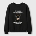 Kyoto-Lion Funny Cute Black Cat And Coffee Meme Waffle Sweatshirt