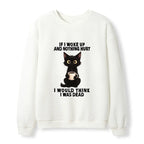 Kyoto-Lion Funny Cute Black Cat And Coffee Meme Waffle Sweatshirt