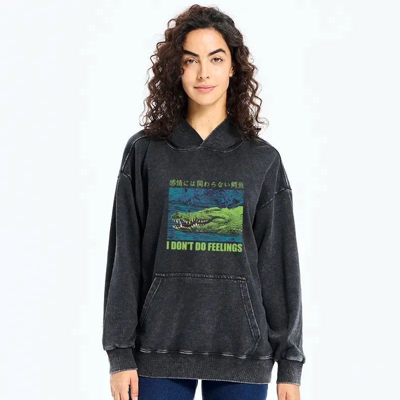 kyoto lion emotionless crocodile washed hoodie