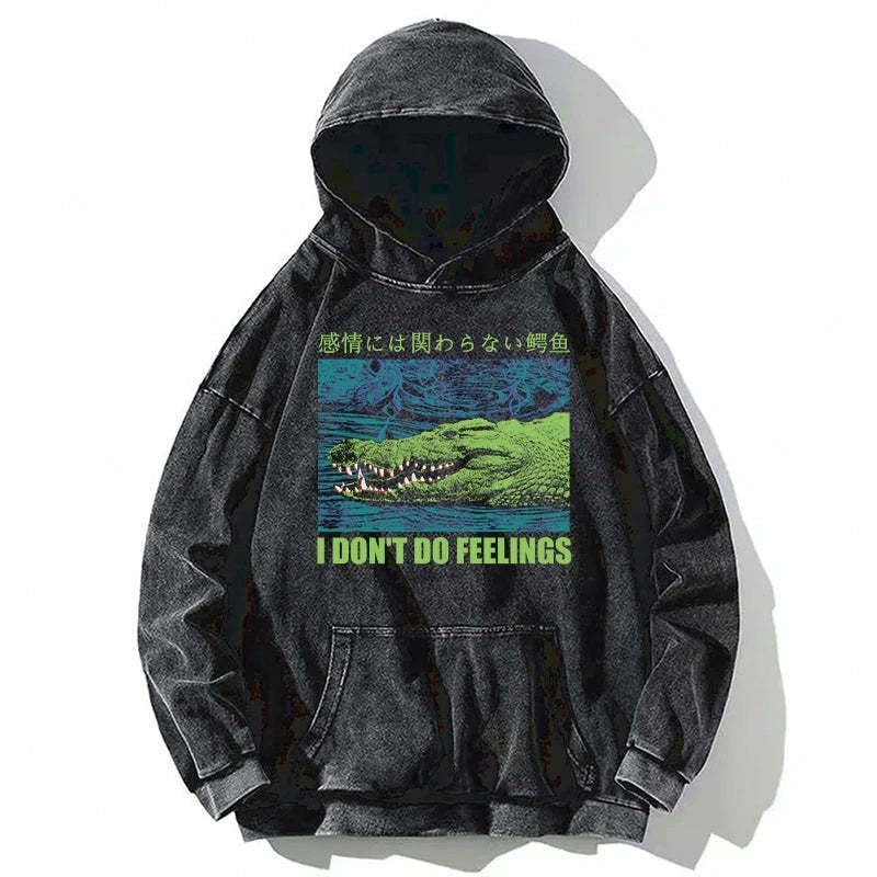 kyoto lion emotionless crocodile washed hoodie
