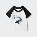 Kyoto-Lion Elegant Koi Fish Watercolor Art Kids Raglan T-shirt