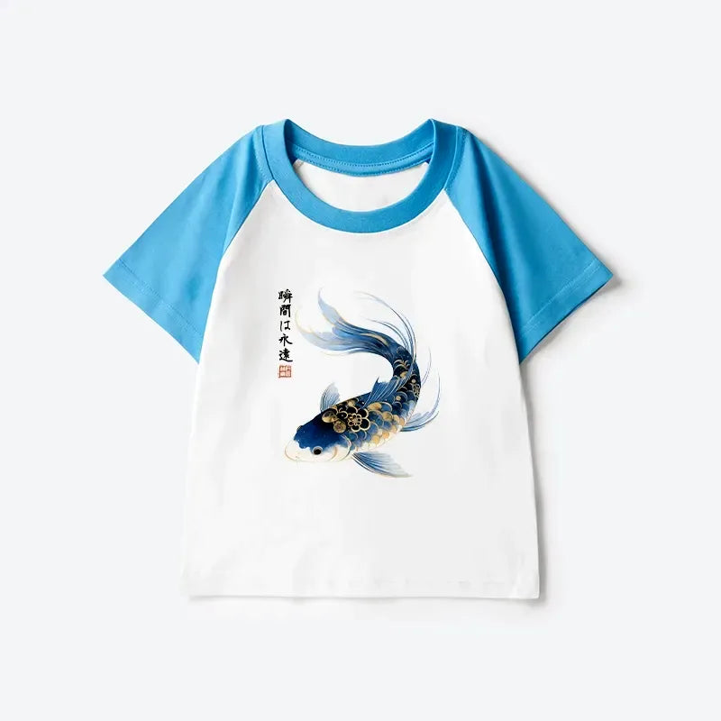 Elegant Japanese Koi Kids Tee for Daily Wear