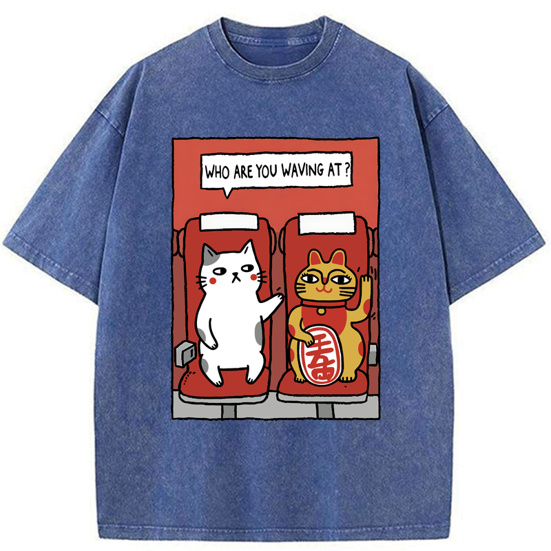 Kyoto-Lion Who Are You Waving At Washed T-Shirt