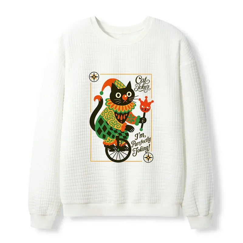 Retro Japanese Cat Sweatshirt for Daily Wear