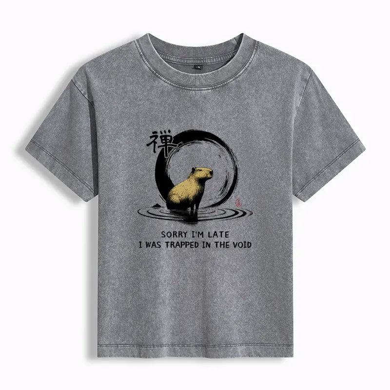 Trendy Washed Capybara T-Shirt for Summer