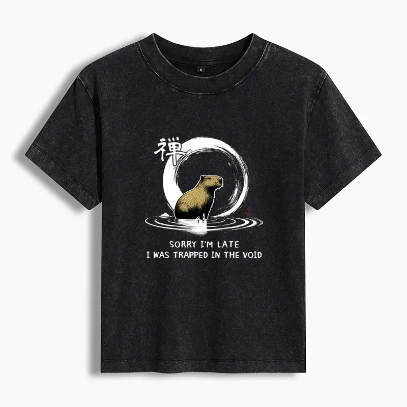 Trendy Washed Capybara T-Shirt for Summer