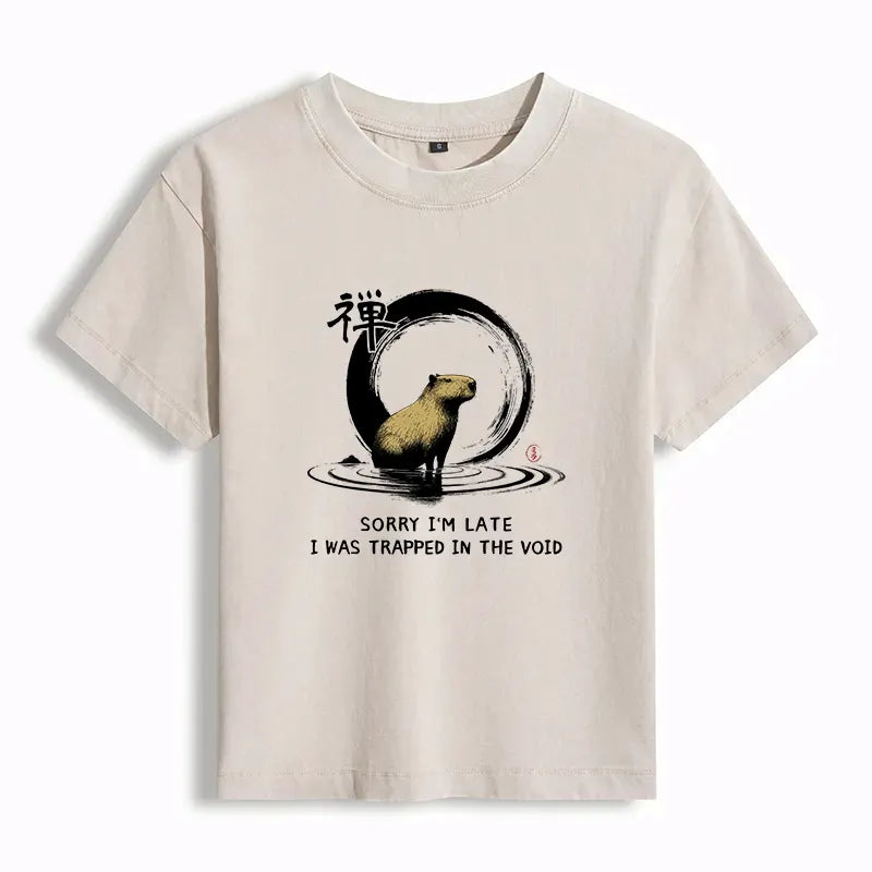 Kyoto-Lion Zen Capybara Was Trapped In The Void Women's Washed T-shirt