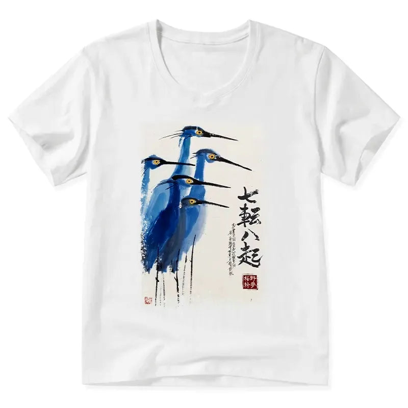 Japanese V-Neck T-Shirt for Daily Wear