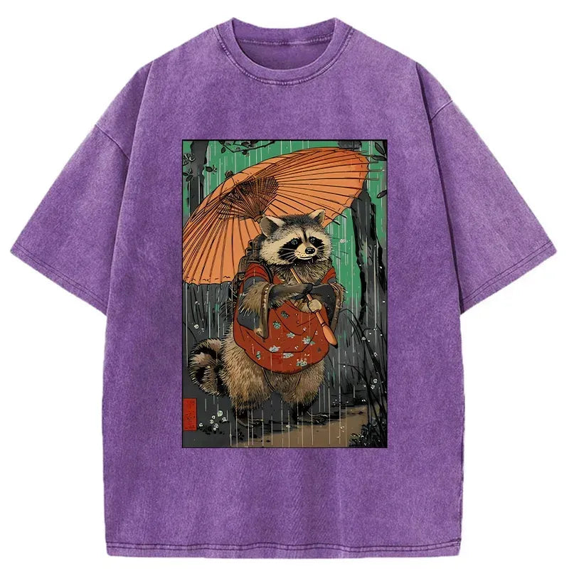 Cute Raccoon Japanese T-Shirt for Summer