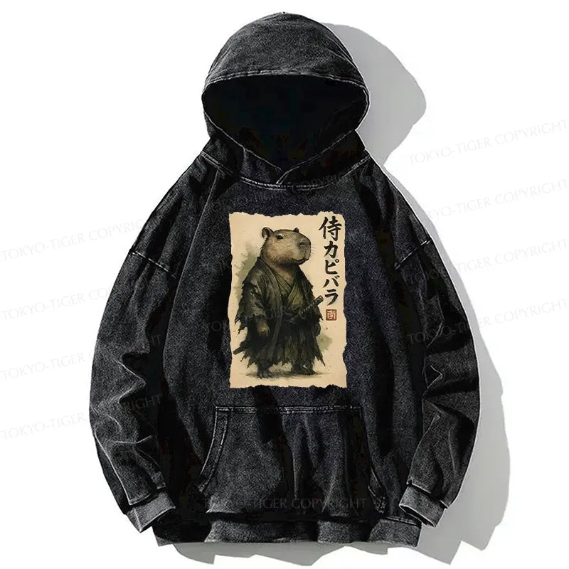 Kyoto-Lion Capybara Samurai Washed Hoodie