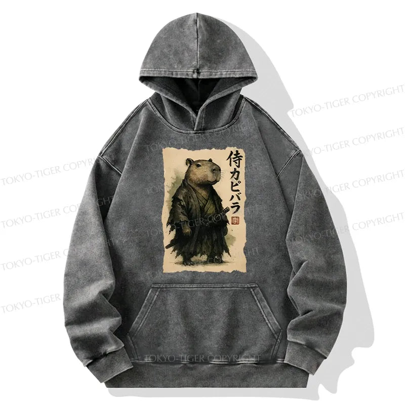 Kyoto-Lion Capybara Samurai Washed Hoodie