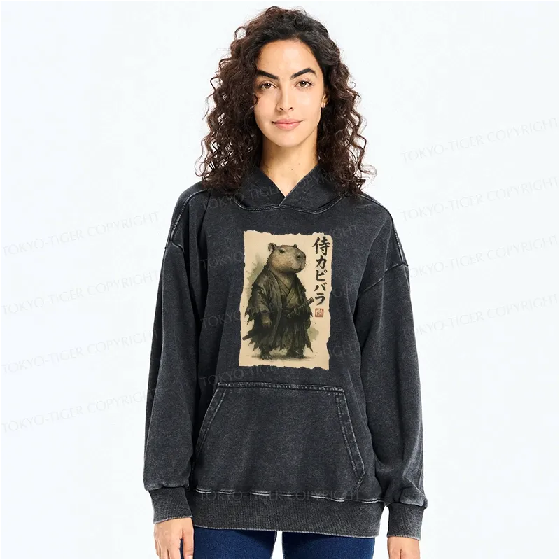 Kyoto-Lion Capybara Samurai Washed Hoodie