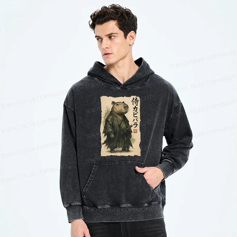 Kyoto-Lion Capybara Samurai Washed Hoodie