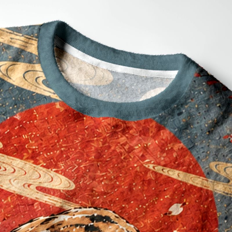Kyoto-Lion Vintage Mighty Tiger Fuzzy Christmas Ugly Sweatshirt