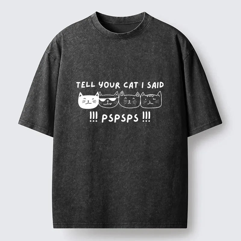 Kyoto-Lion Cat Lover Calling Cats Pspsps Washed T-Shirt