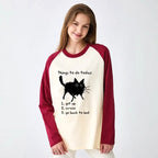 Funny Cat Raglan Long Sleeve T-shirt