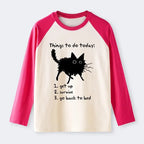 Funny Cat Raglan Long Sleeve T-shirt