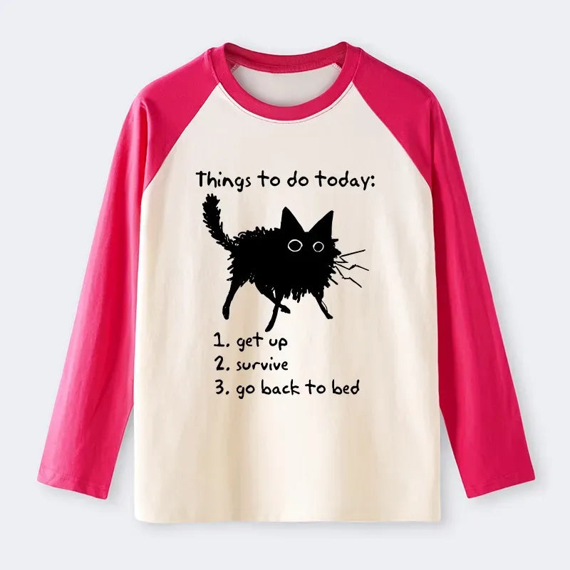 Funny Cat Raglan Long Sleeve T-shirt