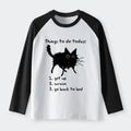 Kyoto-Lion Lazy Cat Survive Day Funny Meme Raglan Long Sleeve T-shirt