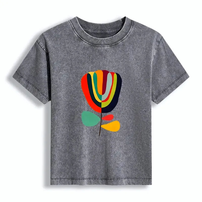 Colorful Flower Print Women's T-shirt for Daily Wear