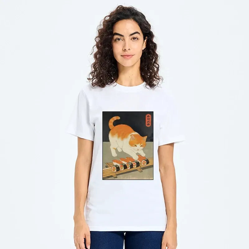 Japanese Cat Steal Sushi T-Shirt