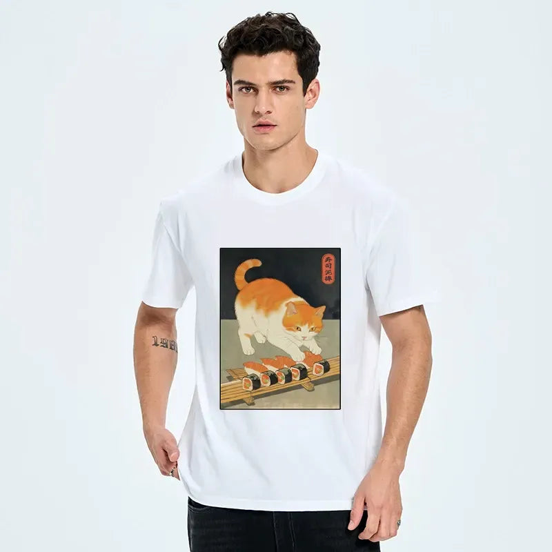 Japanese Cat Steal Sushi T-Shirt