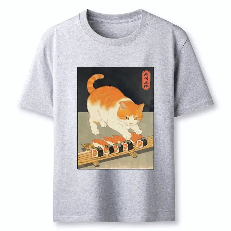 Japanese Cat Steal Sushi T-Shirt