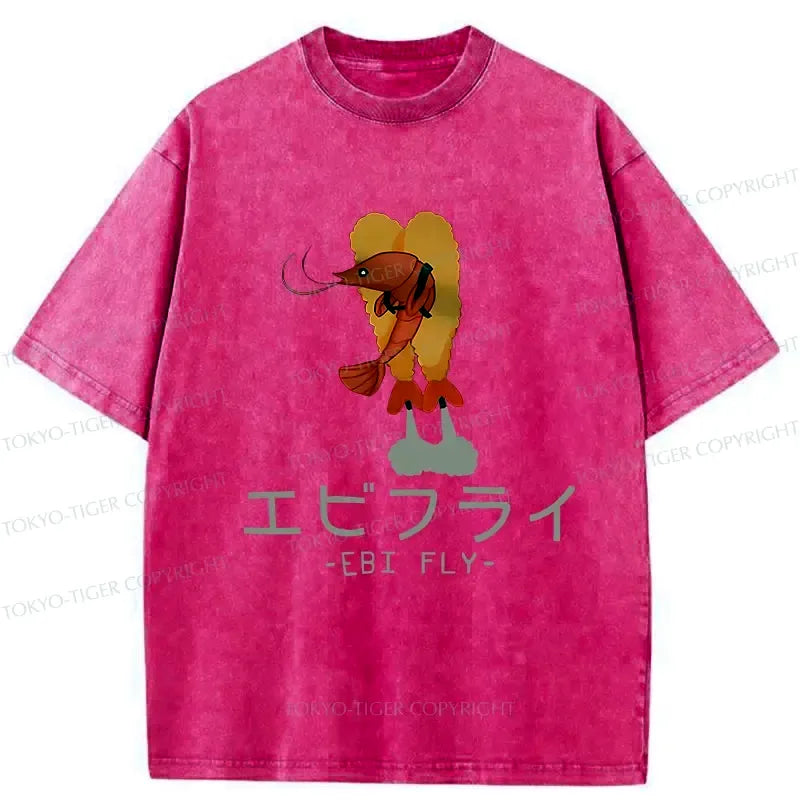 Kyoto-Lion Yummy Fried Shrimp Washed T-Shirt
