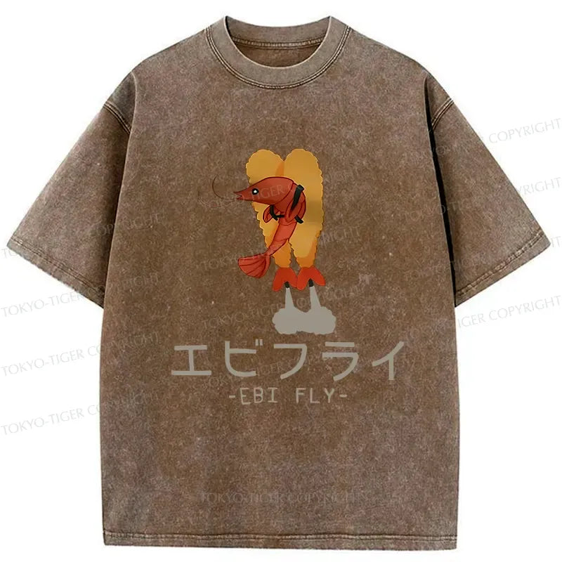 Kyoto-Lion Yummy Fried Shrimp Washed T-Shirt