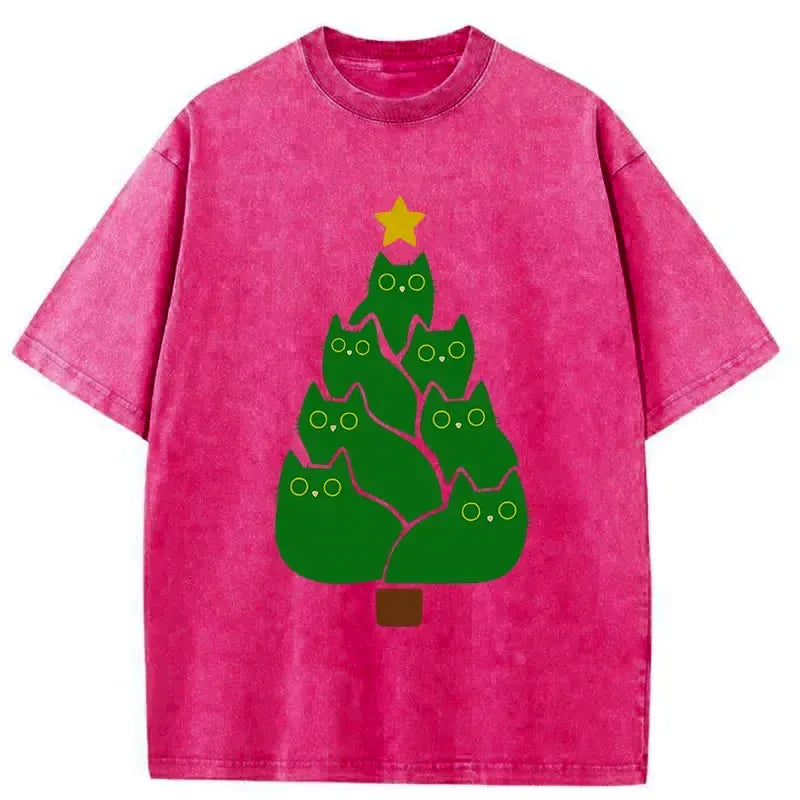 Christmas tree cat t-shirt gift