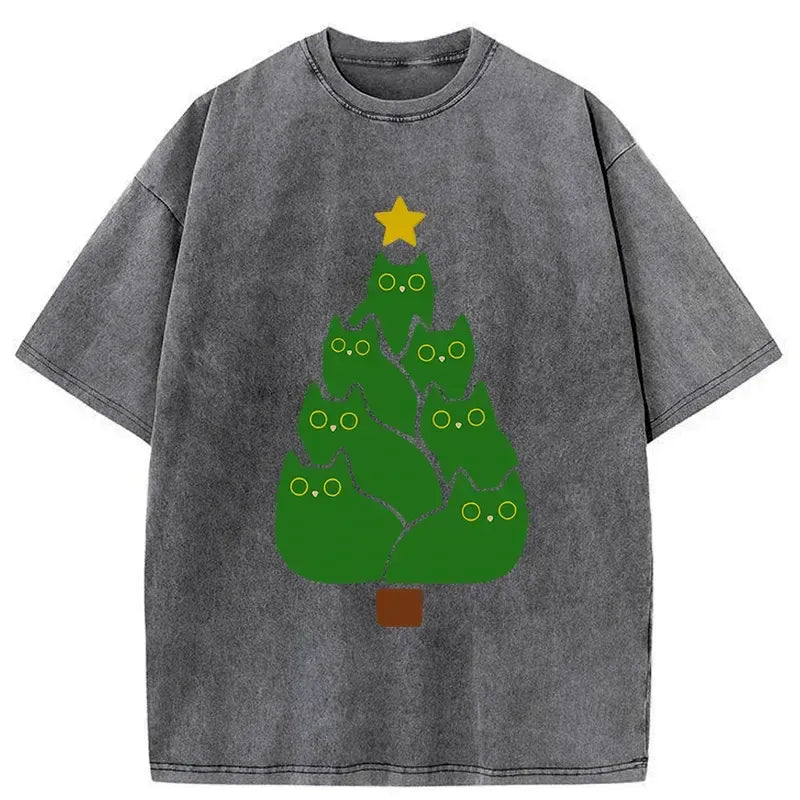 Christmas tree cat t-shirt gift