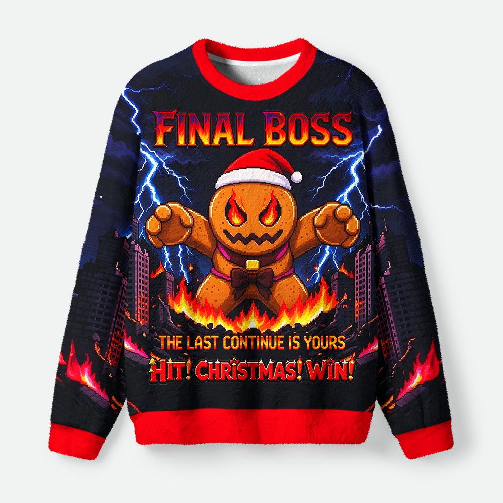 Kyoto-Lion Christmas Final Boss Fuzzy Christmas Ugly Sweatshirt