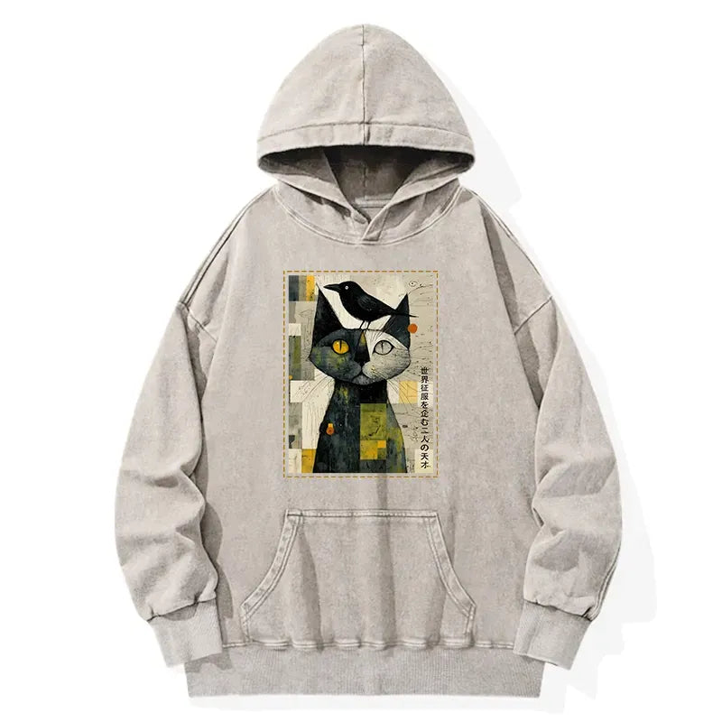 Kyoto-Lion The Cat And The Crow Are Planning To Rule The World Washed Hoodie