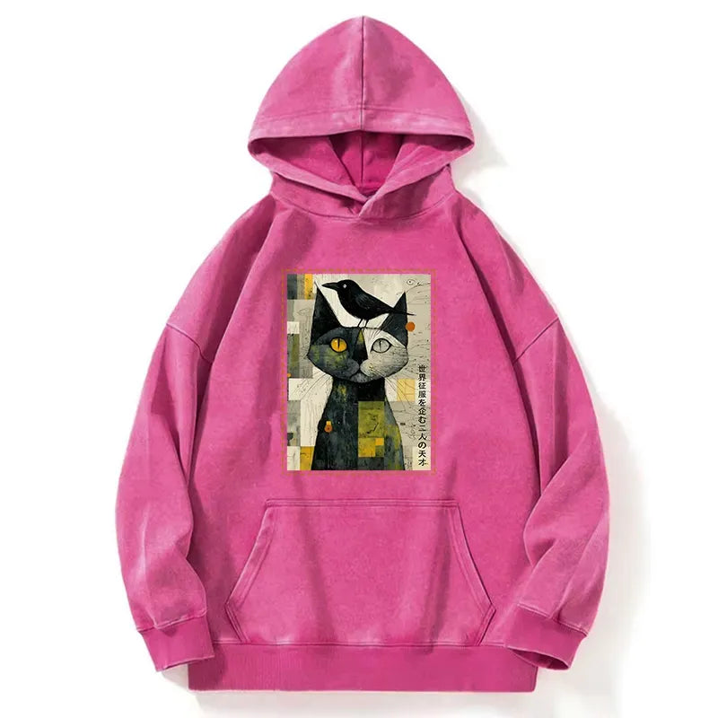 Kyoto-Lion The Cat And The Crow Are Planning To Rule The World Washed Hoodie