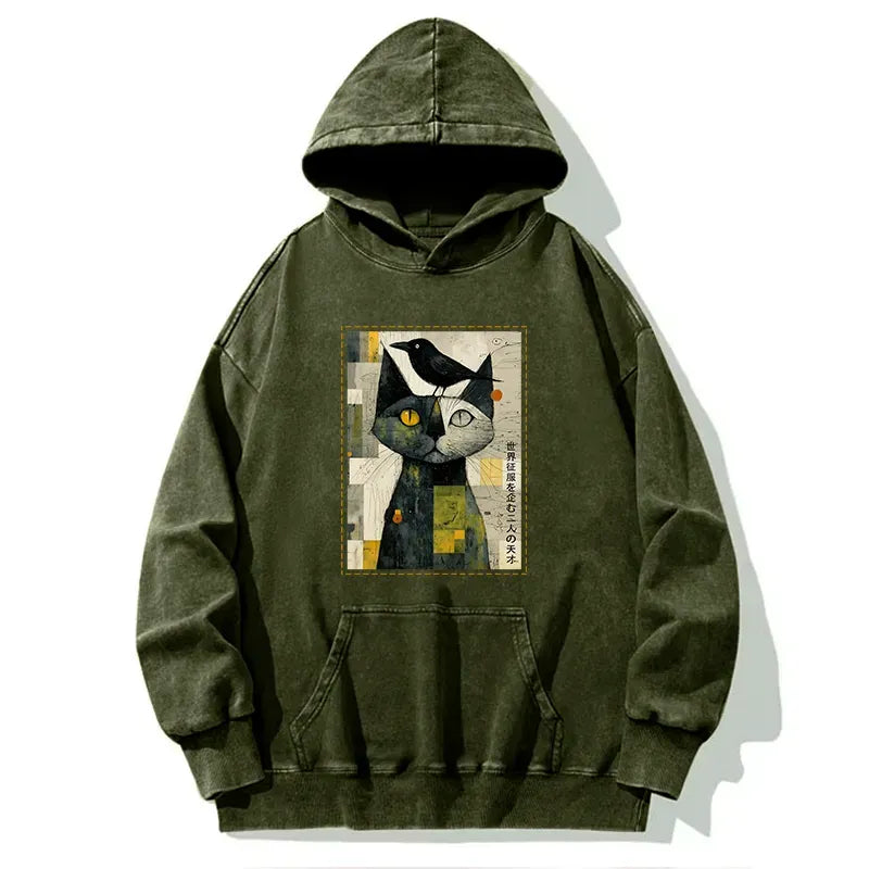 Kyoto-Lion The Cat And The Crow Are Planning To Rule The World Washed Hoodie