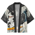 Kyoto-Lion Surfing Cat Kimono Cardigan