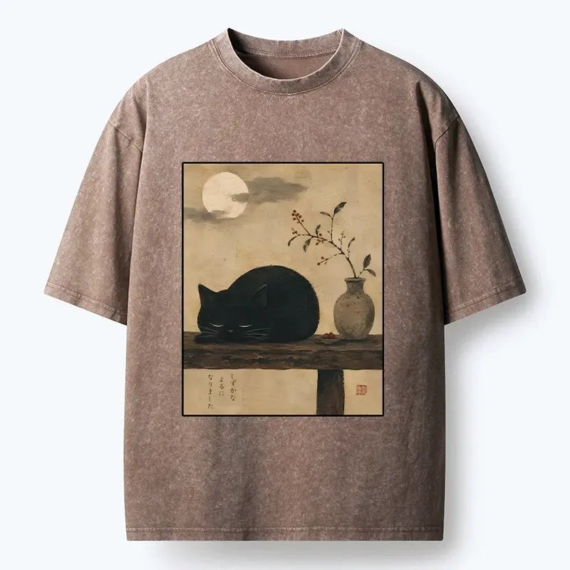 Vintage Japanese Cat T-Shirt for Summer Vacation